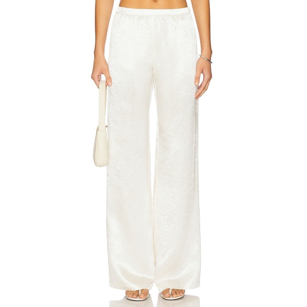 Amanda Uprichard Crinkled Beige Mariko Pants Size S